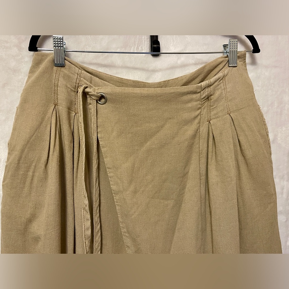 We The Free Beige/Khaki High-Rise Wide Leg Cropped Trousers Sz 10,linen blend - Picture 4 of 7